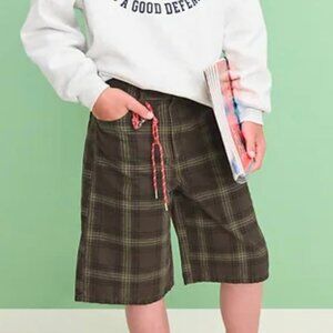 Old Navy Boys Below the Knee Baggy Canvas Shorts  Size 8 Slim Brown Plaid NWT